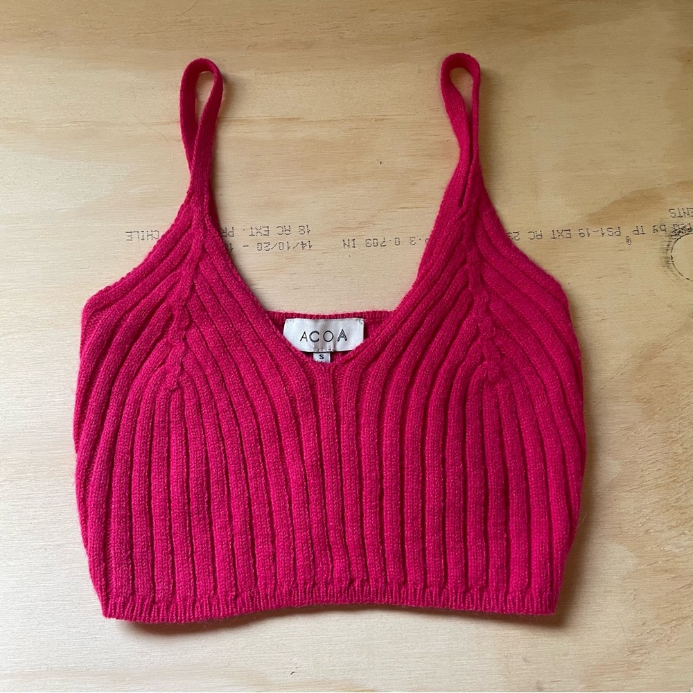 ACOA Pink Ribbed Knit Brami